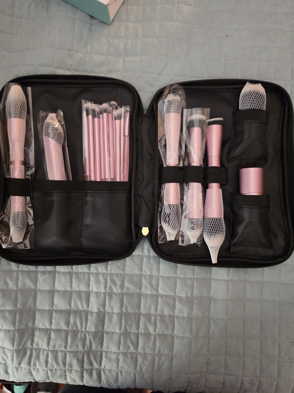 Complete Pink Makeup Brush Kit with Travel Case